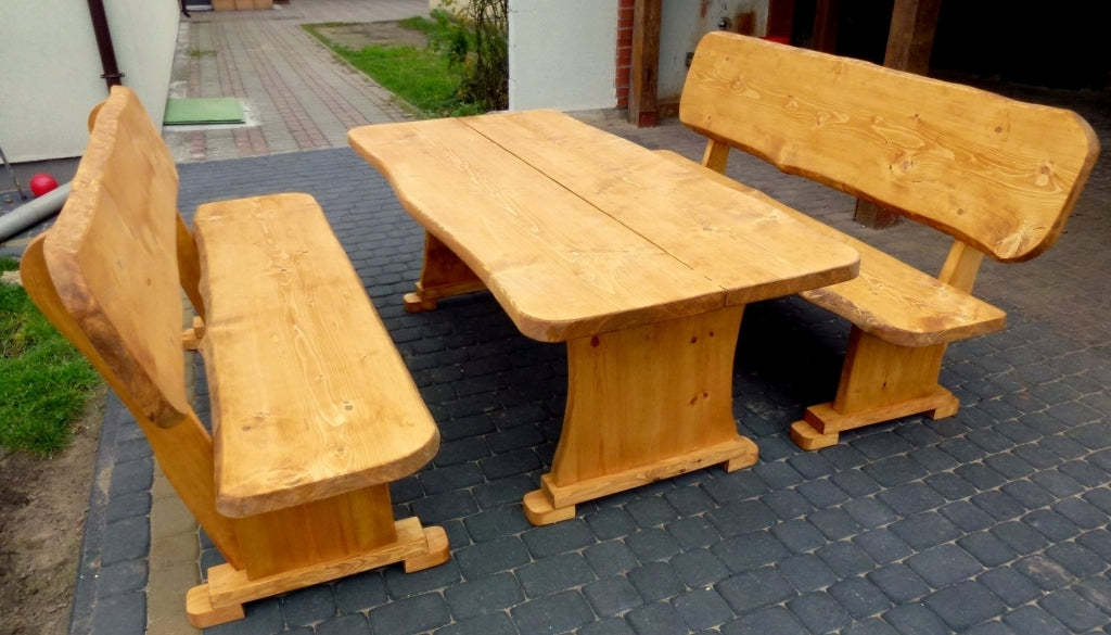 Gartenmöbel, Holzsitzgruppe, Tisch + 2 Bänke , Imprägnierung Farbe wählbar