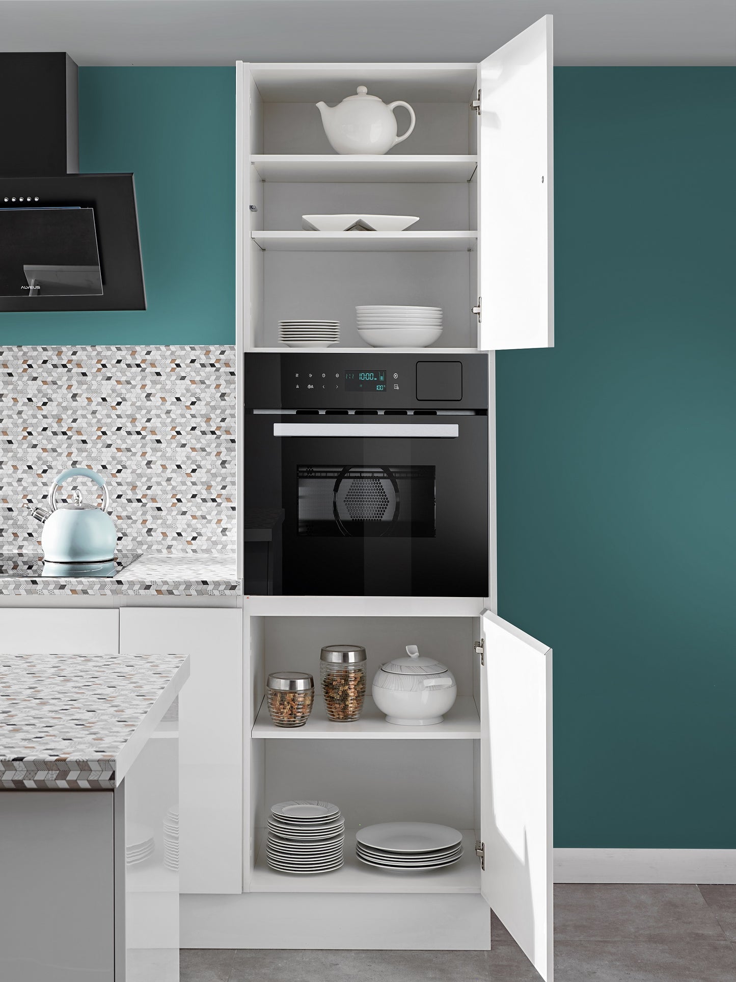 Küchenzeile VEL, L-Form 210x210cm, Farbe wählbar, Soft Close Funktion