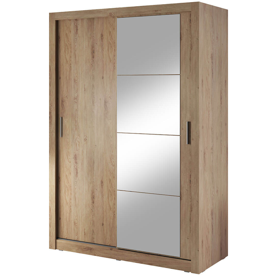 Kleiderschrank AR04, Schwebetürenschrank mit Spiegel. Breite 150 cm
