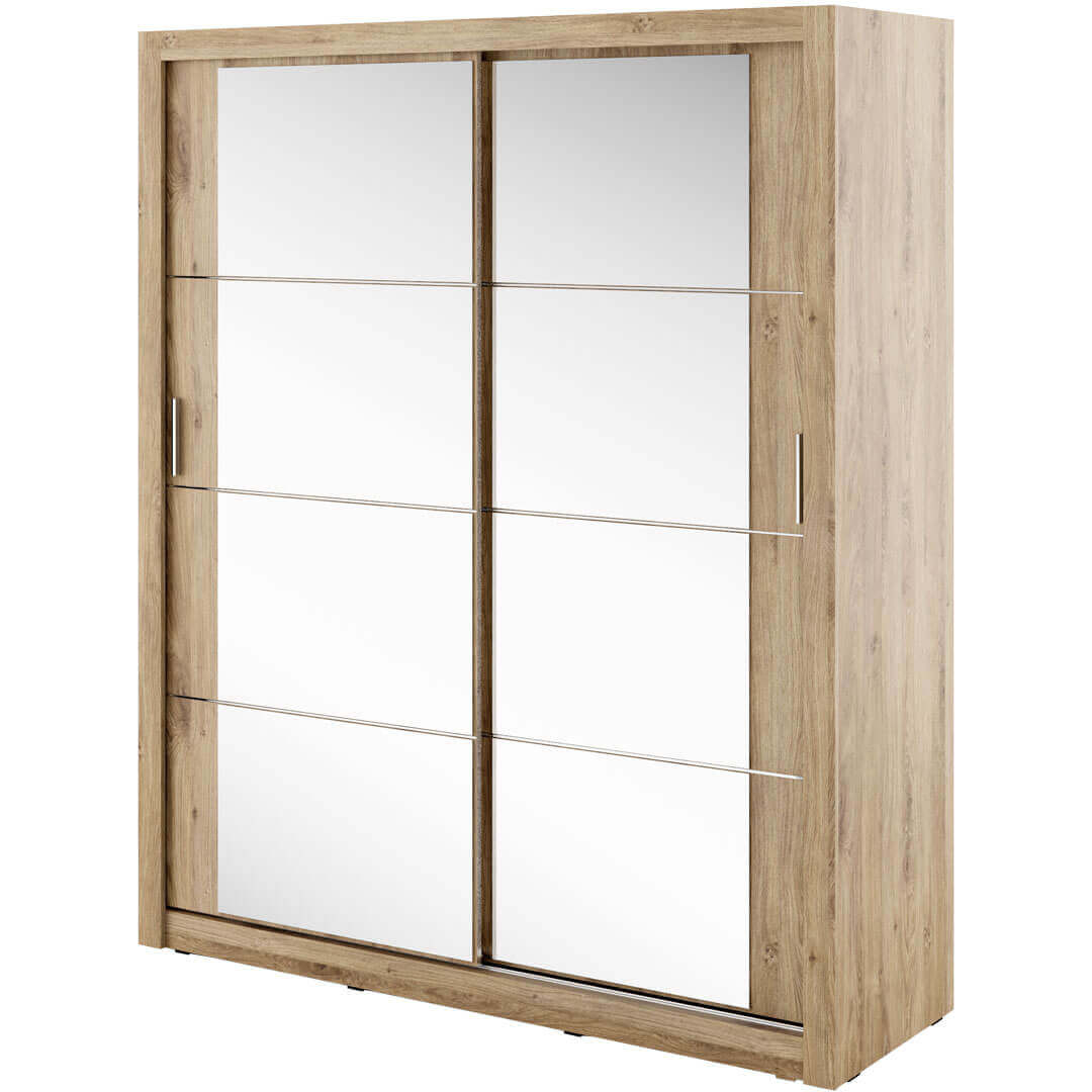 Kleiderschrank AR03, Schwebeturenschrank mit Spiegel,Breite 180 cm, Farbe wählbar