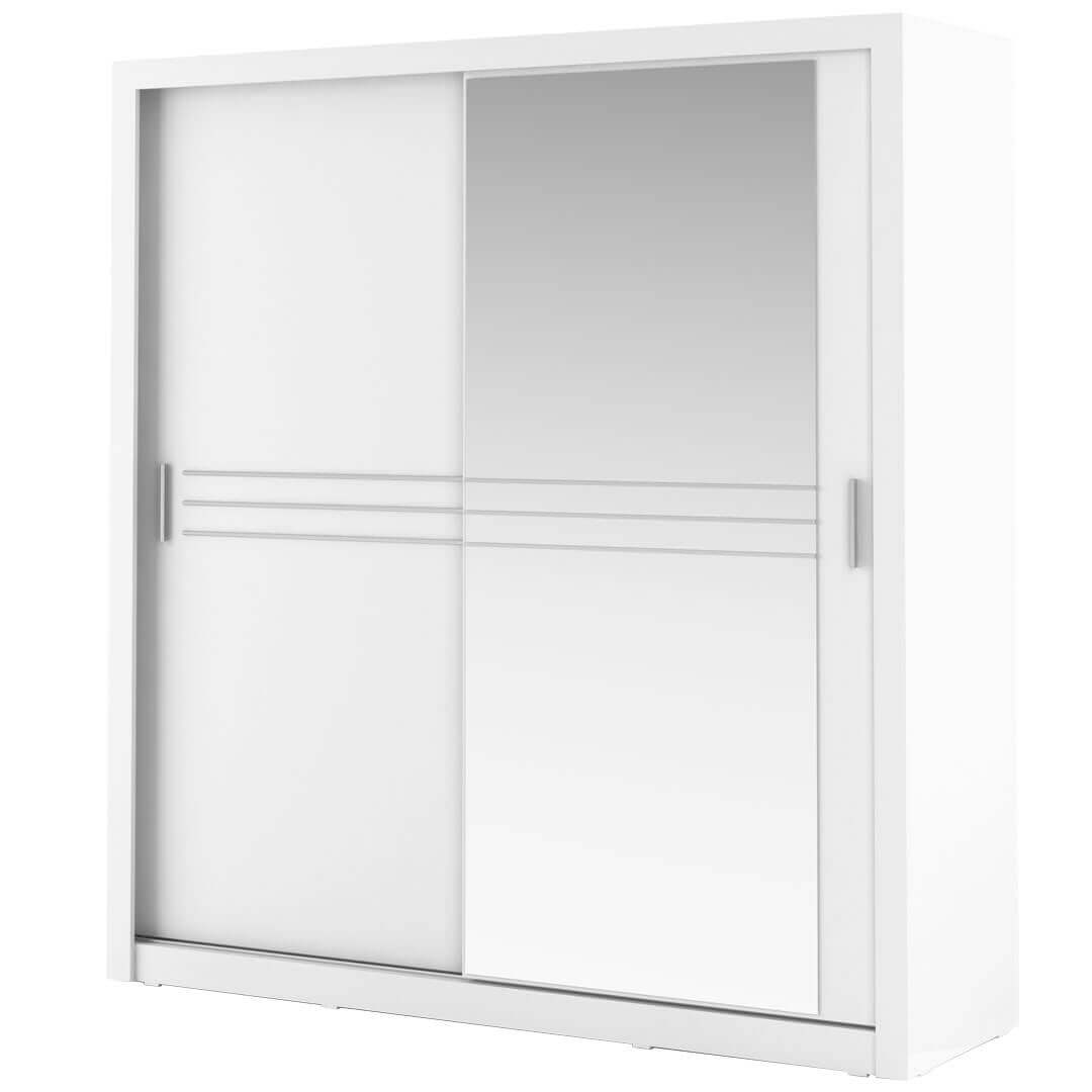 Kleiderschrank ID 12, mit Spiegel, 203x215x60 cm , Farbe Weiß Matt