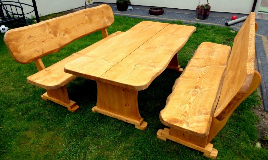Gartenmöbel, Holzsitzgruppe, Tisch + 2 Bänke , Imprägnierung Farbe wählbar