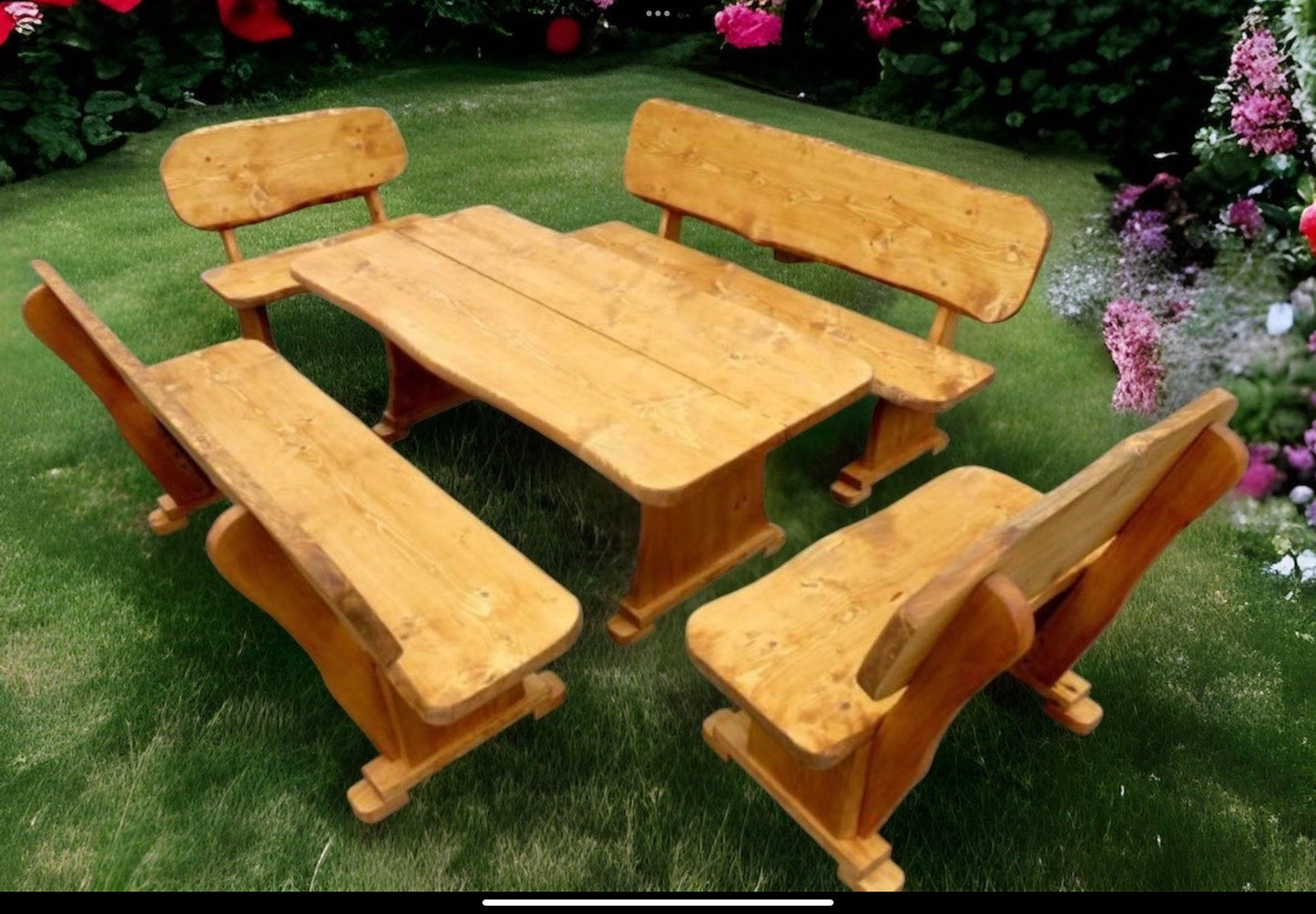 Gartenmöbel , Holzgarnitur, Optional für 10-12 Personen, Sitzgruppe, Farbe-Imprägnierung wahlbar