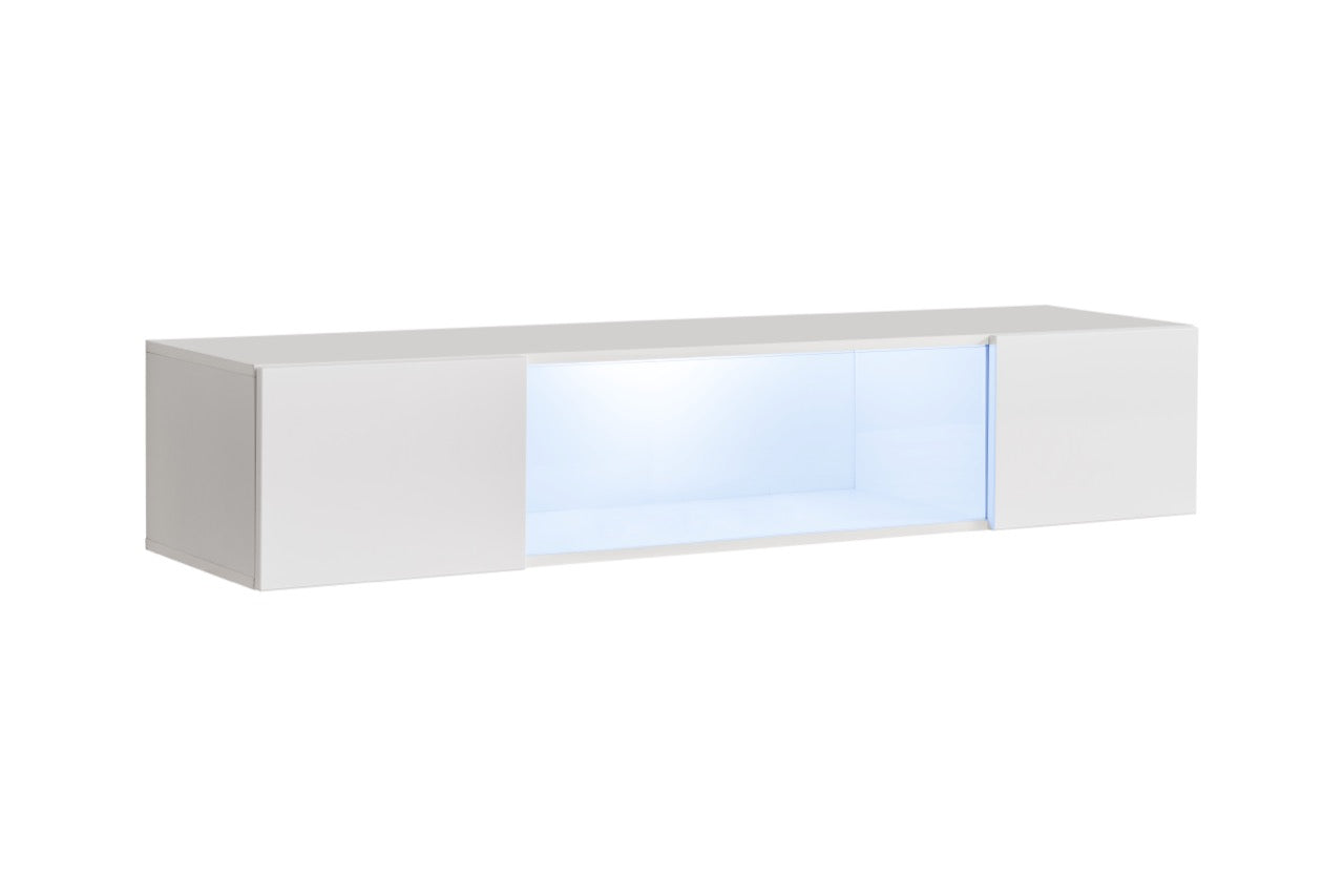 Mini Wohnwand N 3 mit Biokamin und LED, 160x15x40cm