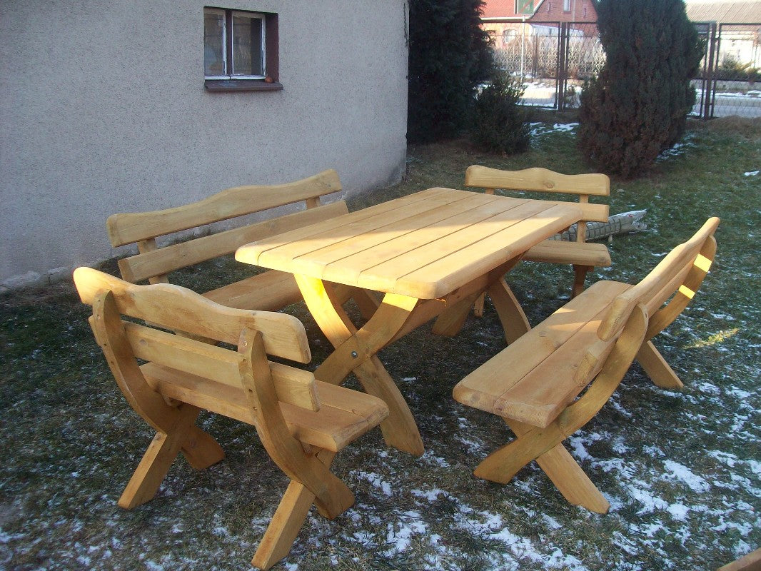 Gartenmöbel, Holzsitzgruppe, Tisch +2 Bänke + 2 kleine Bänke