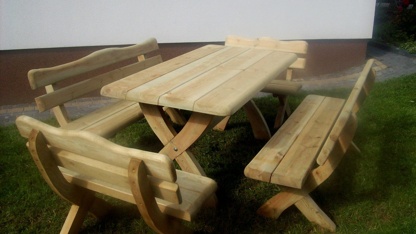 Gartenmöbel, Holzsitzgruppe, Tisch +2 Bänke + 2 kleine Bänke