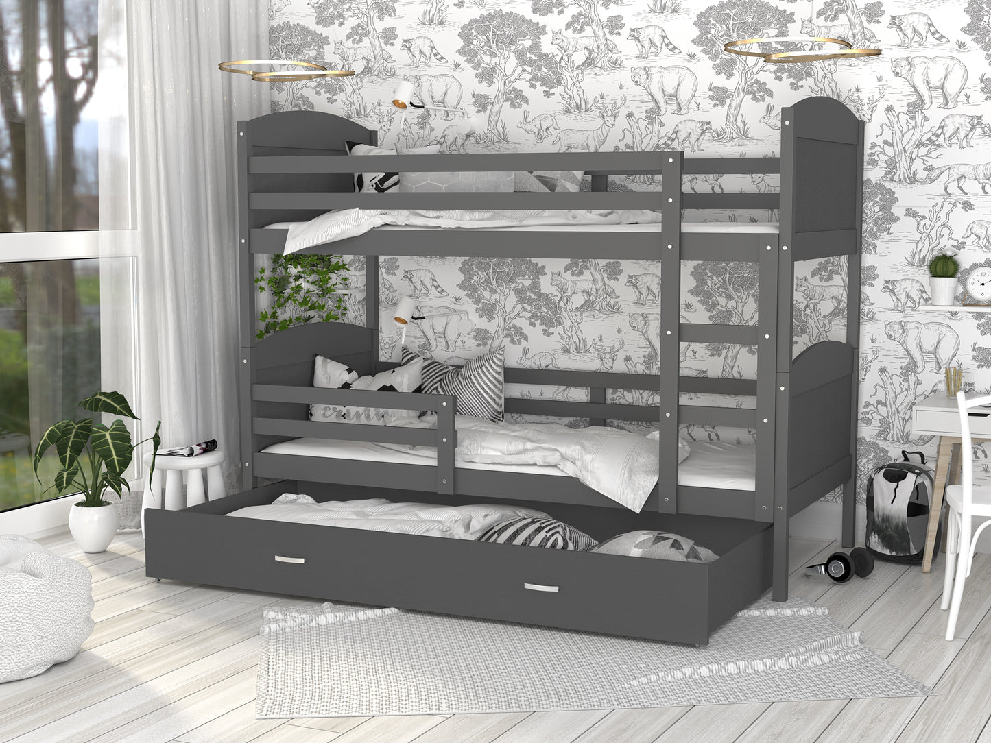 Kinderbett MATI, Etagenbett mit Matratze, Schlaffläche und Farbe wählbar